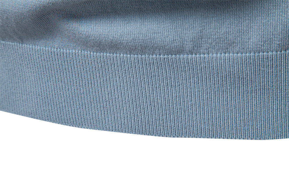 Men's Short-Sleeve Two-Tone Polo Shirt with V-Neck and Ribbed Trim