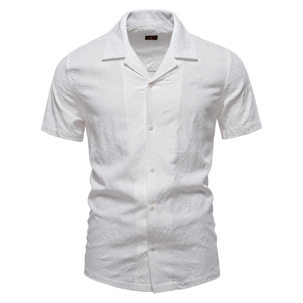 Men's Diamond-Patterned Short-Sleeve Button-Up Shirt