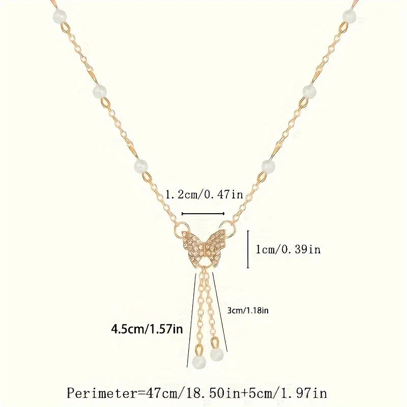 Women's Pearl Butterfly Necklace