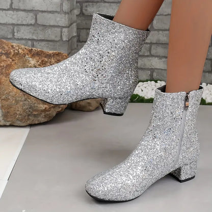 WOMEN'S PATTERN HEEL PARTY BOOTS