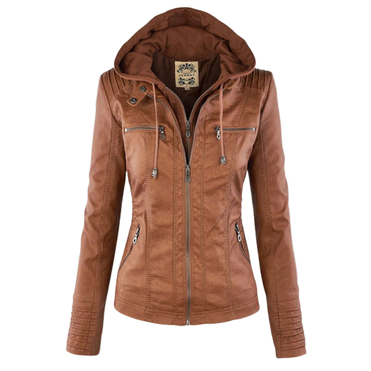 Magdalena | Modern Leather Jacket with Hood