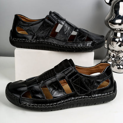 (⏰LAST DAY! 55% OFF 🔥) Men's Orthopedic Leather Fisherman Sandals | Breathable Closed-Toe Adjustable Outdoor Summer Comfort & Pain Relief