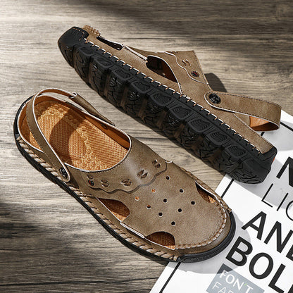 (⏰Last Day 70% OFF🔥)Men's 40+ Orthopedic Closed-Toe Sandals – Full-Grain Leather, Adjustable, Handmade for Fishing, Gardening & Daily Wear