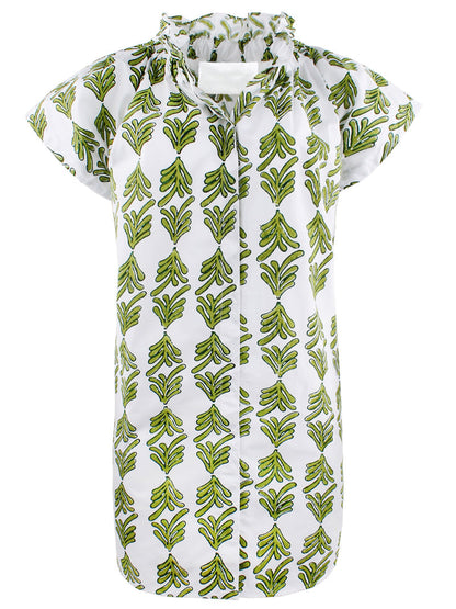 Ruffle Collar Button Pocket Dress