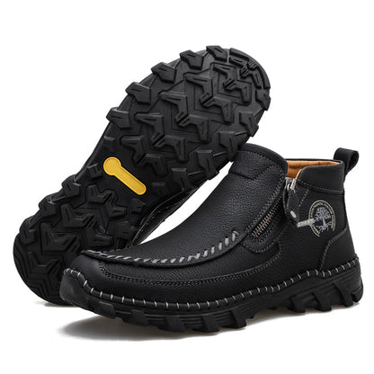 (⏰NOW ON: 70% OFF Sale! 🔥)Men's Premium Motorcycle Boots – Hand-Stitched Genuine Leather, USMCA Recommended - Wide Toe, Waterproof, Anti-Slip, Anti-Sprain, Ortho Support, Suitable for Riding, Work, Driving, Hiking