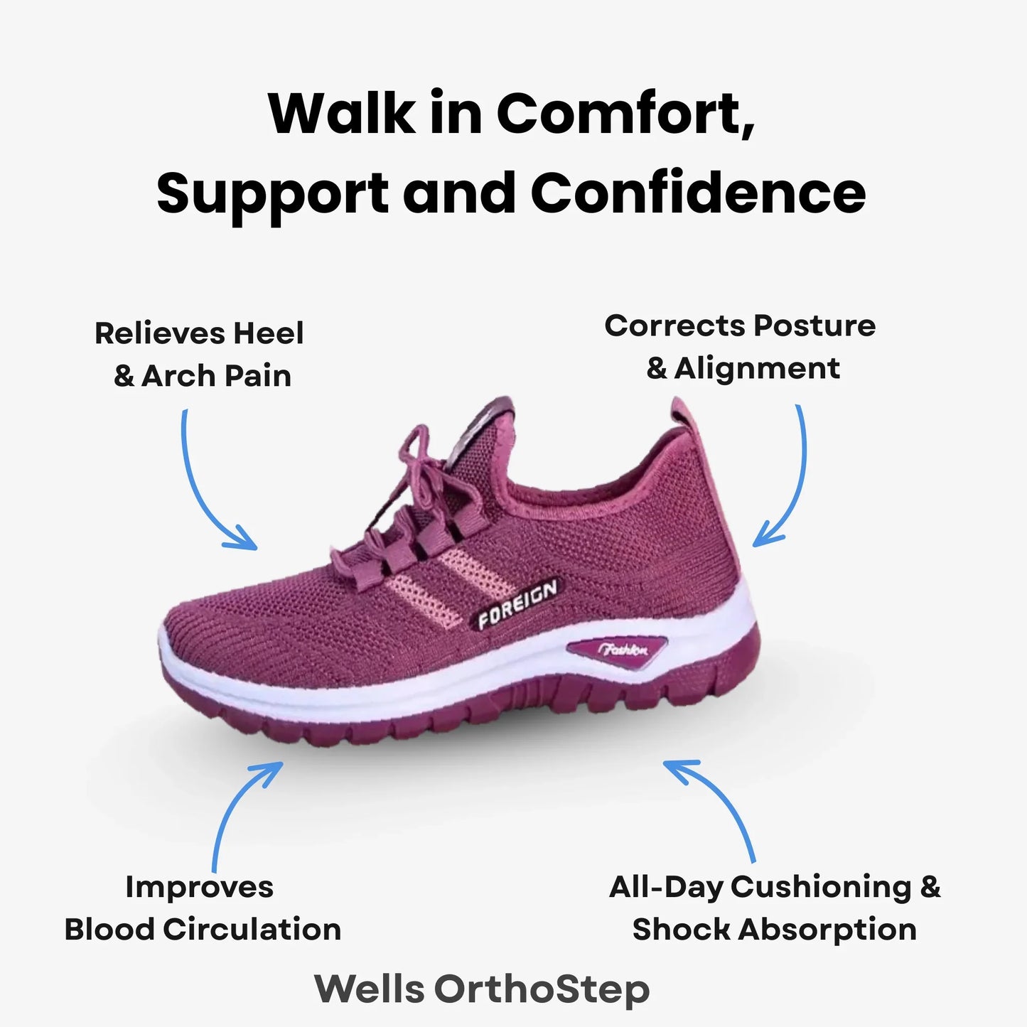 Wells OrthoStep - Comfort Fit Slip-On Sneakers For Women