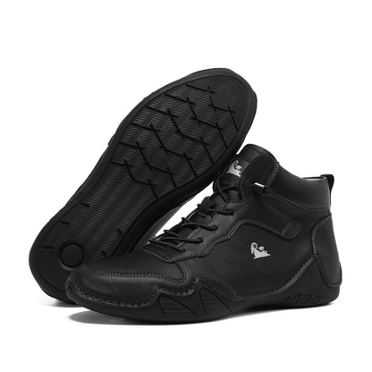 (⏰Last Day 70% OFF🔥) Men’s Mid-Top Leather Boots – Slip-On, Lightweight & Shock-Absorbing for Warehouse Work, Driving & Everyday Comfort, Durable for 3 years