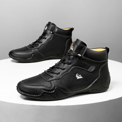 (⏰Last Day 70% OFF🔥) Men’s Mid-Top Leather Boots – Slip-On, Lightweight & Shock-Absorbing for Warehouse Work, Driving & Everyday Comfort, Durable for 3 years