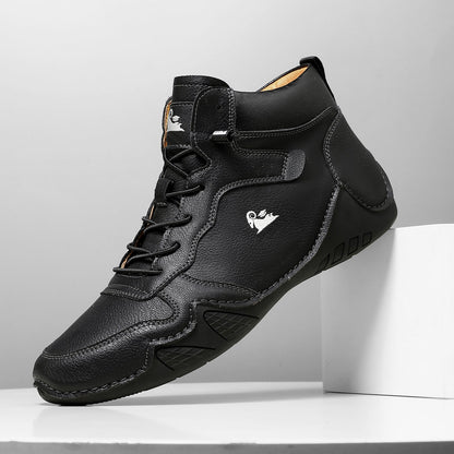 (⏰Last Day 70% OFF🔥) Men’s Mid-Top Leather Boots – Slip-On, Lightweight & Shock-Absorbing for Warehouse Work, Driving & Everyday Comfort, Durable for 3 years