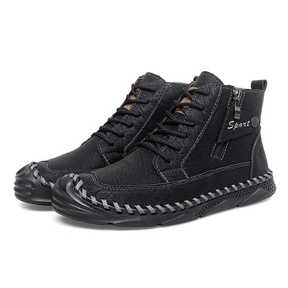 (⏰NOW ON: 70% OFF Sale! 🔥)Men’s Leather Work & Motorcycle Chukka Boots – Durable, Lightweight, Non-Slip Sole with Ankle Support for Long Rides & Long Days