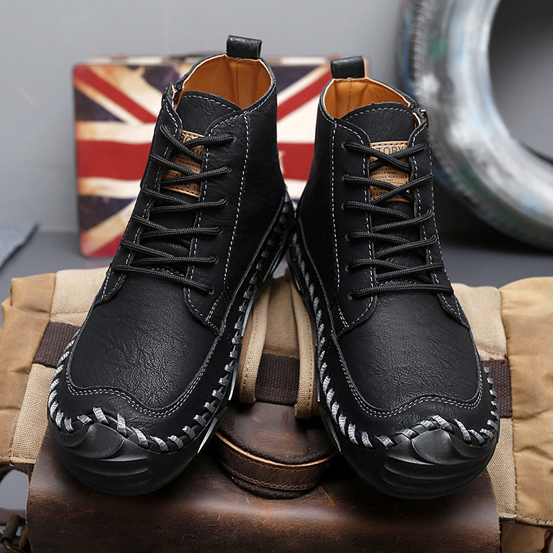 (⏰NOW ON: 70% OFF Sale! 🔥)Men’s Leather Work & Motorcycle Chukka Boots – Durable, Lightweight, Non-Slip Sole with Ankle Support for Long Rides & Long Days