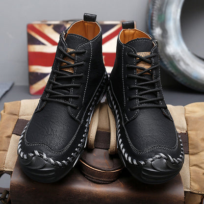 (⏰NOW ON: 70% OFF Sale! 🔥)Men’s Leather Work & Motorcycle Chukka Boots – Durable, Lightweight, Non-Slip Sole with Ankle Support for Long Rides & Long Days