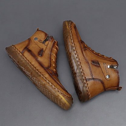 (⏰NOW ON: 70% OFF Sale! 🔥)Men’s Leather Work & Motorcycle Chukka Boots – Durable, Lightweight, Non-Slip Sole with Ankle Support for Long Rides & Long Days