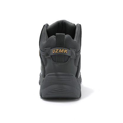 (🔥Last Day Promotion 70% OFF 🎁) Men’s Leather Hiking and Work Boots, Waterproof Lightweight Orthopedic Comfort, Slip Resistant Anti Puncture, Shock Absorbing Arch and Ankle Support, for Wet Trails Construction and Long Walks