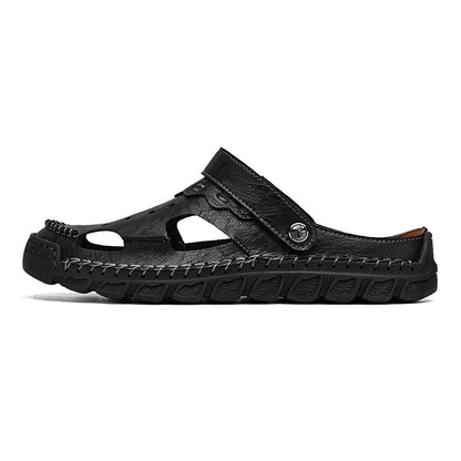 (⏰Last Day 70% OFF🔥)Men's 40+ Orthopedic Closed-Toe Sandals – Full-Grain Leather, Adjustable, Handmade for Fishing, Gardening & Daily Wear