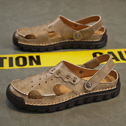 (⏰Last Day 70% OFF🔥)Men's 40+ Orthopedic Closed-Toe Sandals – Full-Grain Leather, Adjustable, Handmade for Fishing, Gardening & Daily Wear