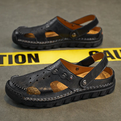 (⏰Last Day 70% OFF🔥)Men's 40+ Orthopedic Closed-Toe Sandals – Full-Grain Leather, Adjustable, Handmade for Fishing, Gardening & Daily Wear