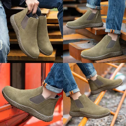 (Multiple Protection👍)High Quality Work Boots - Super Wear-Resistant Leather Material Kevlar Sole Anti-Impact Steel Toe Orthotic Insole