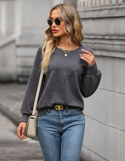 Solid-color Round Neck Long Sleeve Stitching Sweatshirt