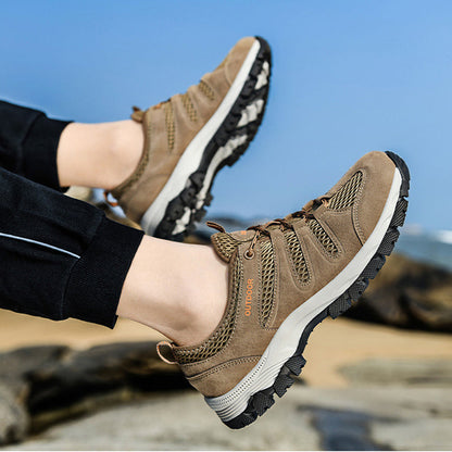 Men's Genuine Leather Breathable Lightweight Arch Support Hiking Orthopedic Shoes