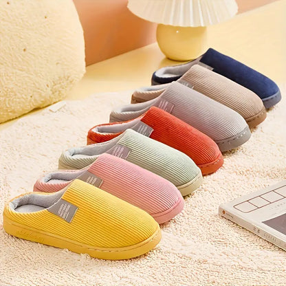 CASUAL SOLID COLOR SOFT COZY HOUSE SLIPPERS