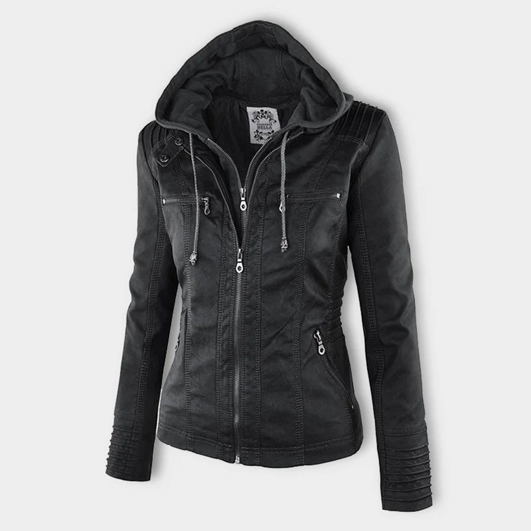 Magdalena | Modern Leather Jacket with Hood