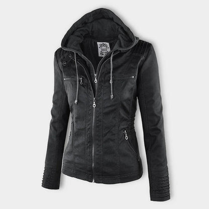 Magdalena | Modern Leather Jacket with Hood