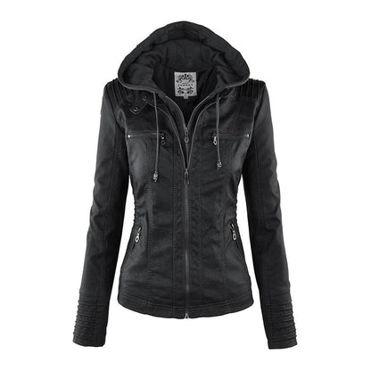 Magdalena | Modern Leather Jacket with Hood