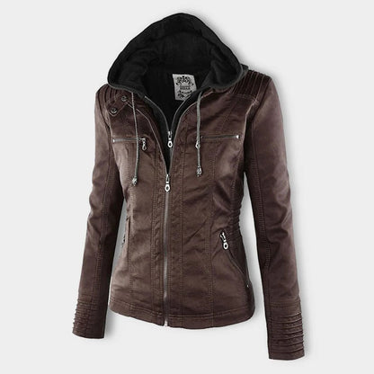Magdalena | Modern Leather Jacket with Hood