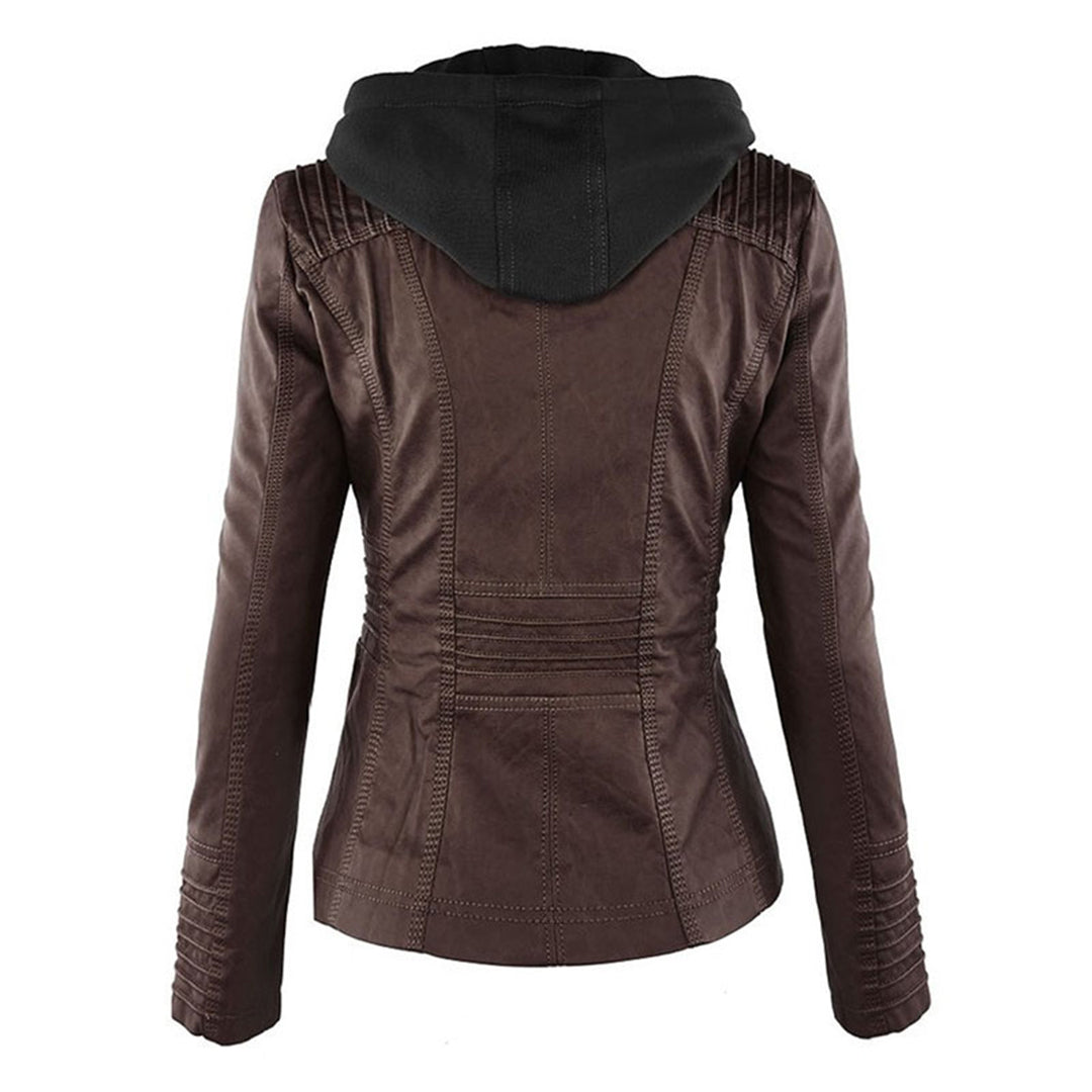 Magdalena | Modern Leather Jacket with Hood