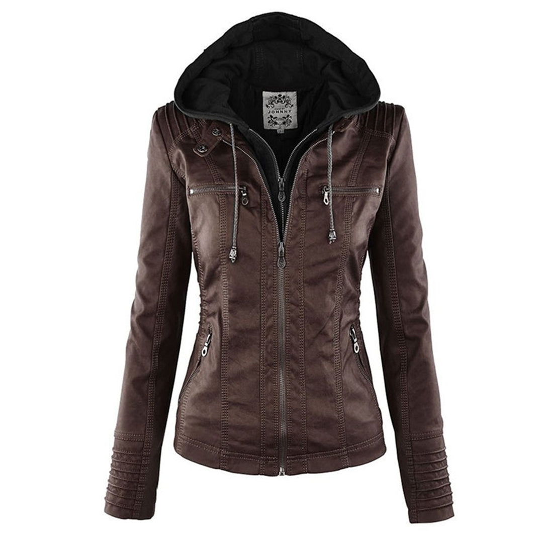 Magdalena | Modern Leather Jacket with Hood