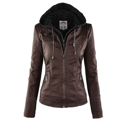 Magdalena | Modern Leather Jacket with Hood
