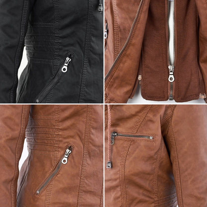 Magdalena | Modern Leather Jacket with Hood