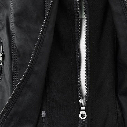 Magdalena | Modern Leather Jacket with Hood
