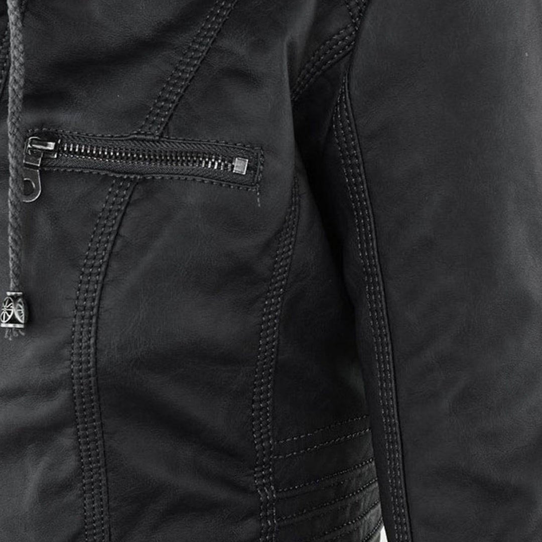 Magdalena | Modern Leather Jacket with Hood