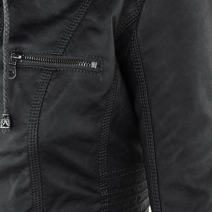 Magdalena | Modern Leather Jacket with Hood