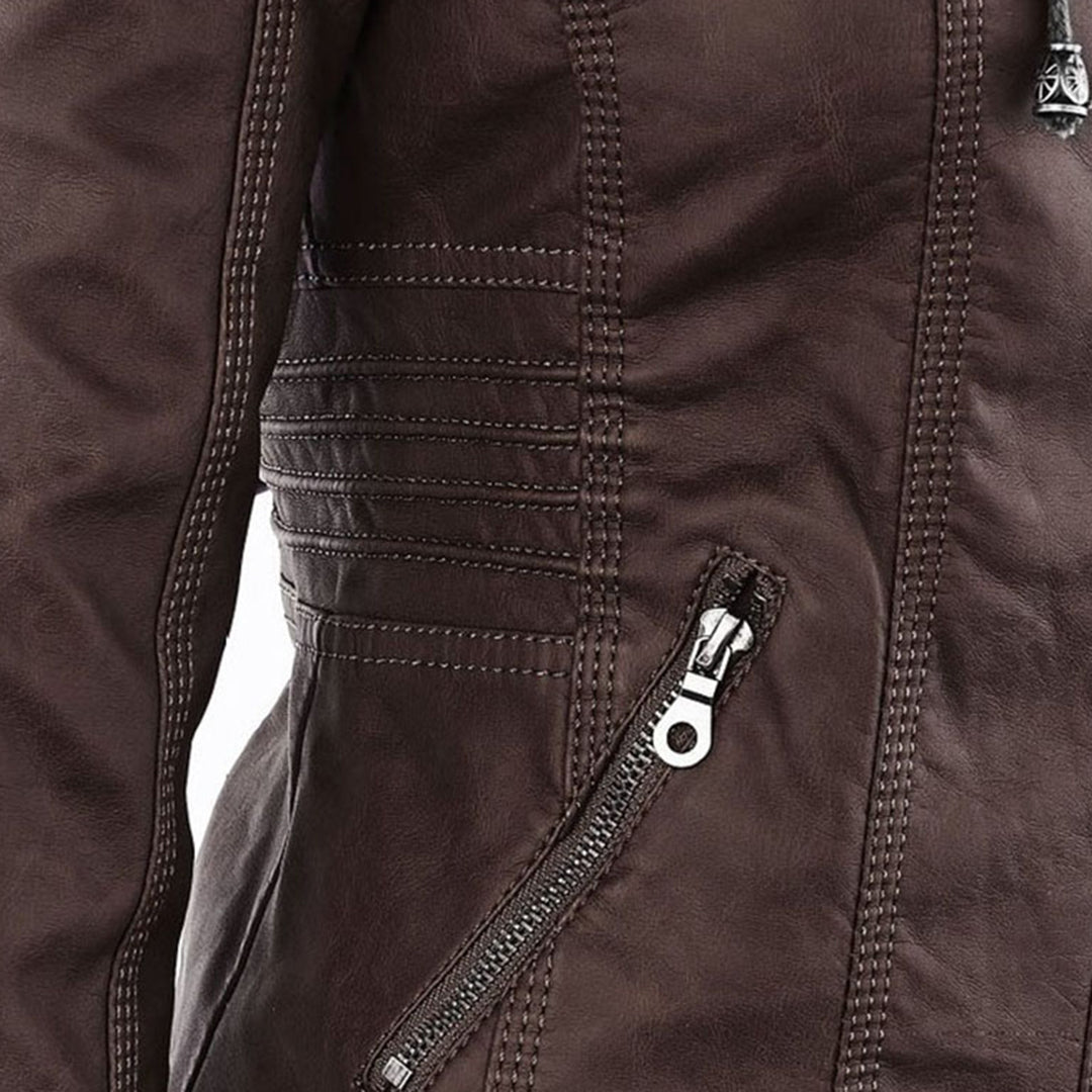 Magdalena | Modern Leather Jacket with Hood