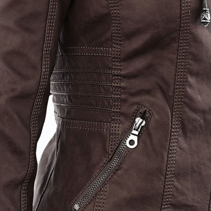 Magdalena | Modern Leather Jacket with Hood