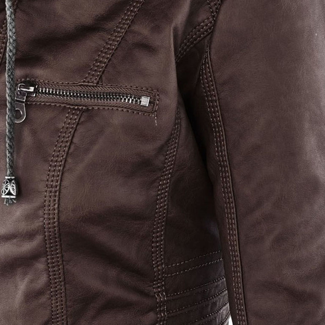 Magdalena | Modern Leather Jacket with Hood