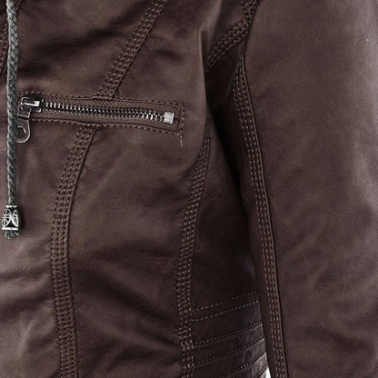 Magdalena | Modern Leather Jacket with Hood