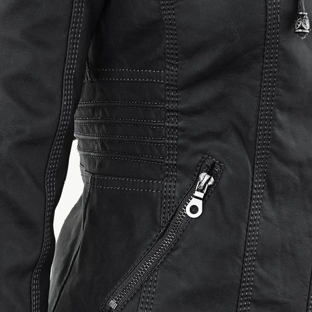 Magdalena | Modern Leather Jacket with Hood