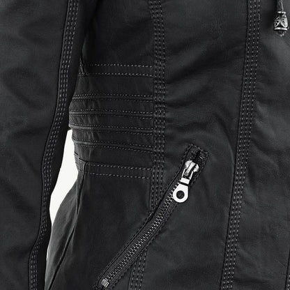Magdalena | Modern Leather Jacket with Hood