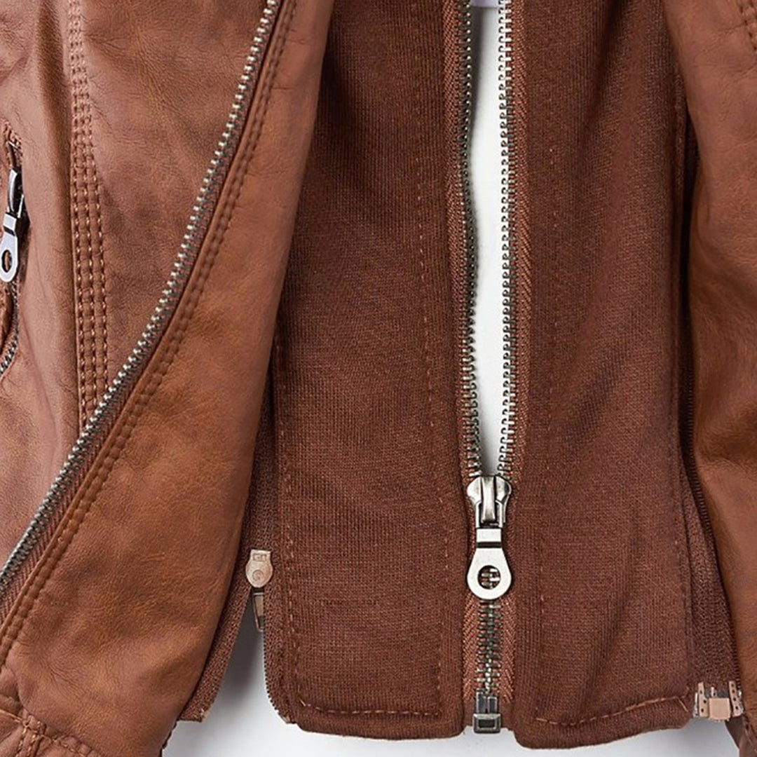 Magdalena | Modern Leather Jacket with Hood