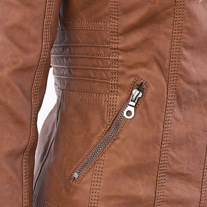 Magdalena | Modern Leather Jacket with Hood