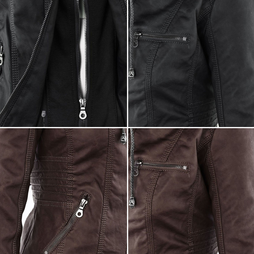 Magdalena | Modern Leather Jacket with Hood