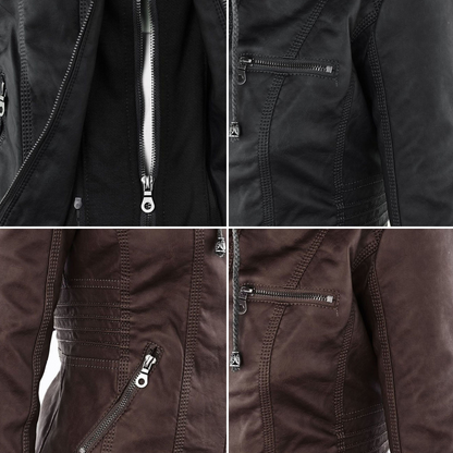 Magdalena | Modern Leather Jacket with Hood