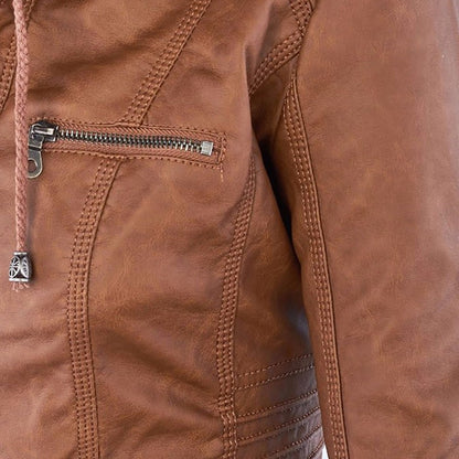 Magdalena | Modern Leather Jacket with Hood