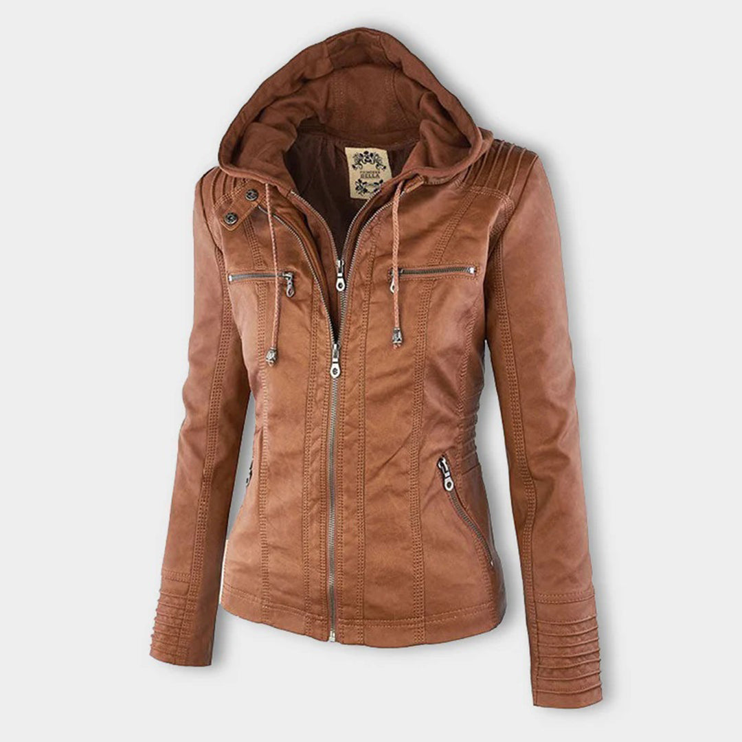 Magdalena | Modern Leather Jacket with Hood