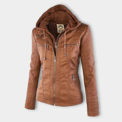 Magdalena | Modern Leather Jacket with Hood