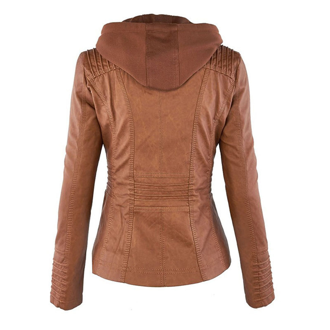 Magdalena | Modern Leather Jacket with Hood